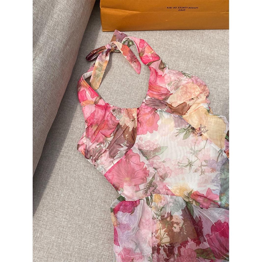 Đầm Hai Dây Ngắn Ôm Eo Họa Tiết Hoa Phong Cách Pháp Thời Trang Mùa Hè 2023 Cho Nữ Desire IBR7