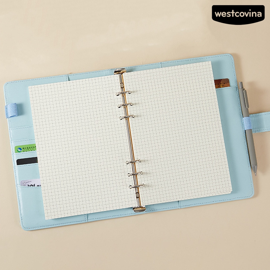 [WSTN]✎Vỏ Bọc Sổ Tay Khổ A5 Bằng Da Giả 6 Lỗ Chống Thấm Nước Thông Dụng