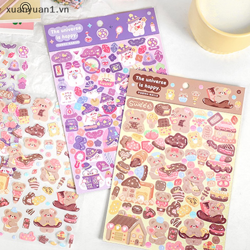 1 Tấm Hình Dán Động Vật Hoạt Hình Lấp Lánh Trang Trí Sổ Tay DIY