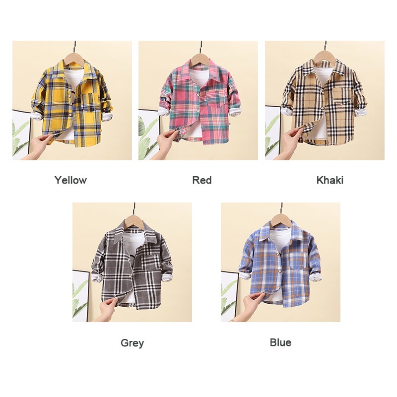 Áo Sơ Mi Dài Tay Họa Tiết Ca Rô Phong Cách Hàn Quốc Mới Cho Bé