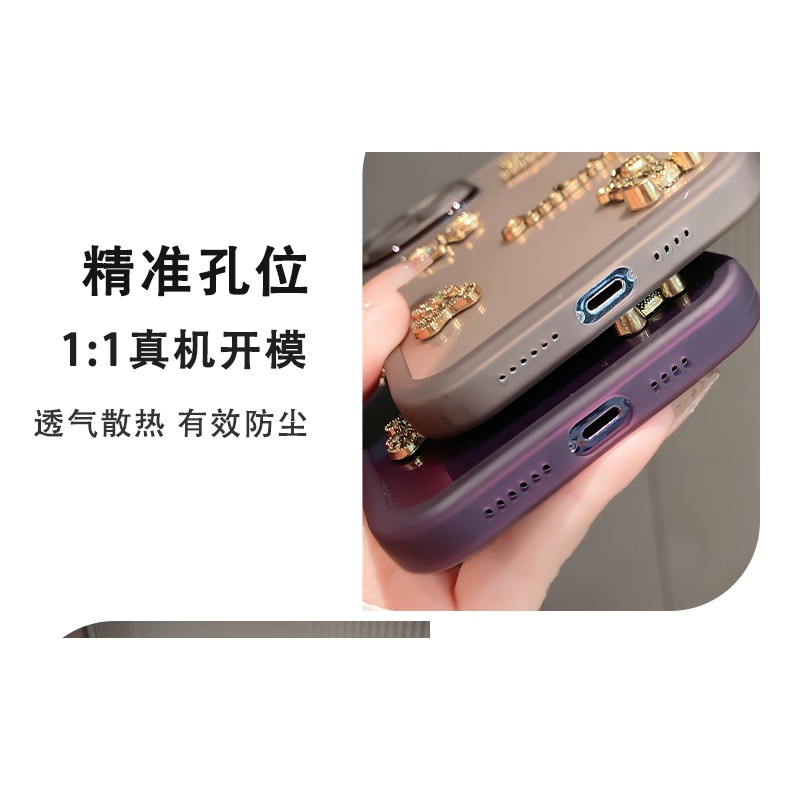 Ốp Điện Thoại Ba Chiều Hình Gấu Kim Loại Chống Rơi Cho Iphone 14promax 13 12 11 Pro Max