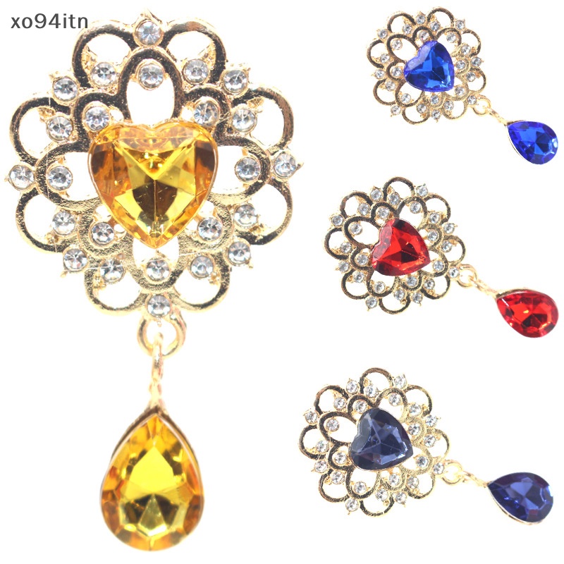 Ghim Cài Áo Đính Đá Pha Lê Hình Giọt Nước Và Trái Tim