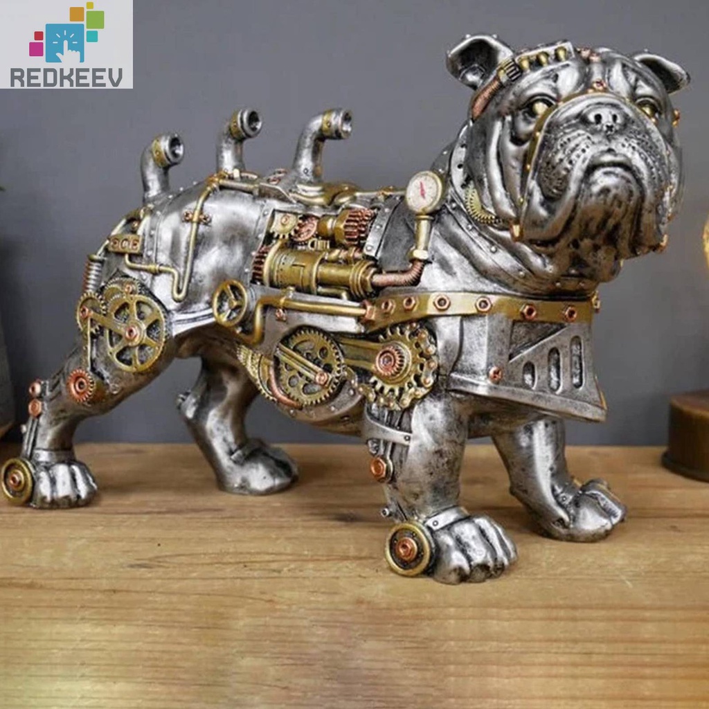 Mô Hình Chú Chó Bằng Nhựa Resin Phong Cách Steampunks Độc Đáo Dùng Trang Trí