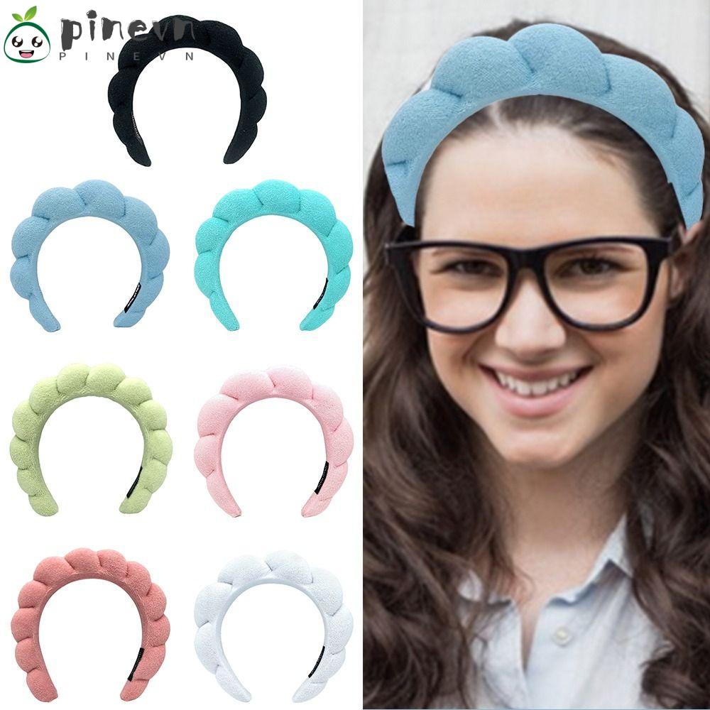 PINEVN Băng Đô Cài Tóc Bằng Xốp Màu Trơn Trang Điểm Cho Nữ