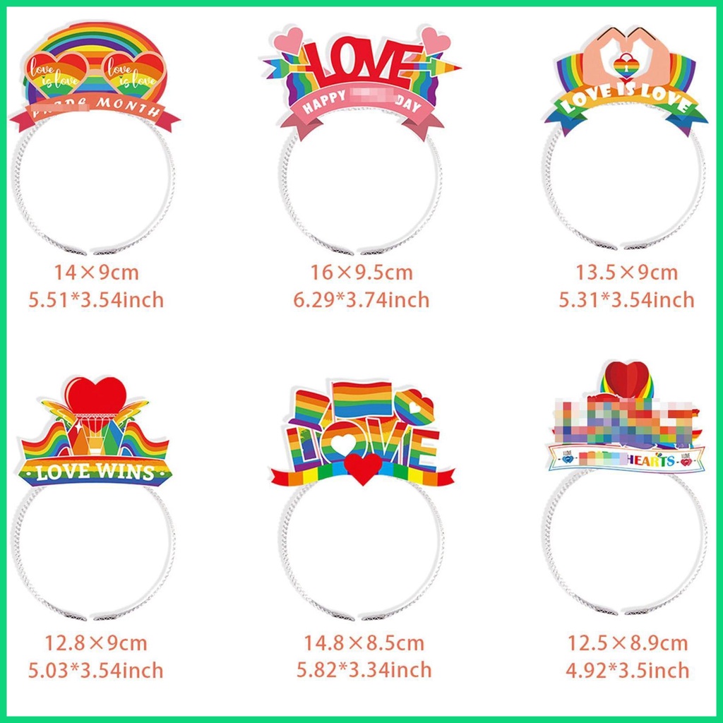 Set 6 Băng Đô Cài Tóc Hình Trái Tim Màu Sắc Cầu Vồng LGBTQ Cho Nam Và Nữ