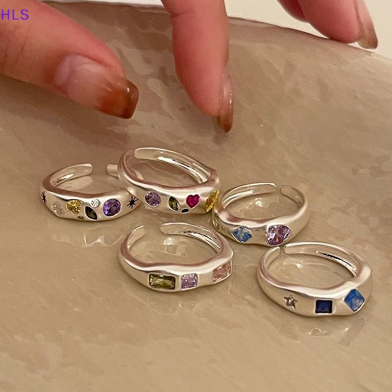 Nhẫn Đính Đá Zircon Nhiều Màu Tự Nhiên Thời Trang Cho Nữ