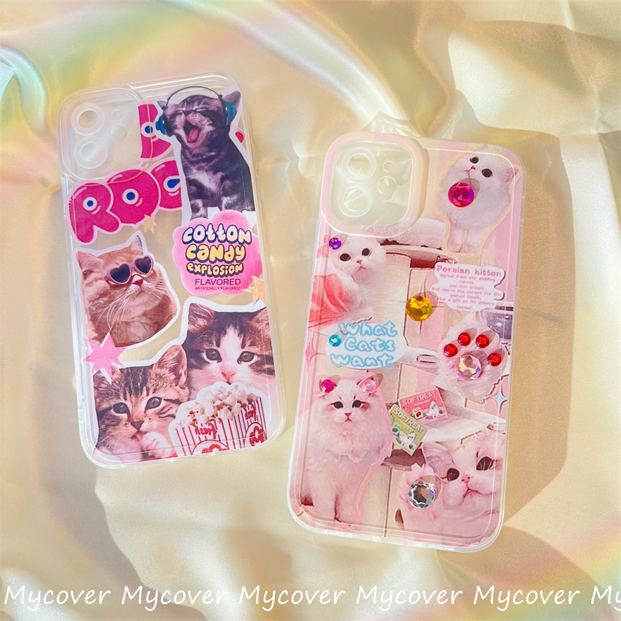 Ốp Điện Thoại Silicone Mềm Chống Sốc In Hình Mèo Cho iPhone 11 12 13 14 Pro Max X Xr Xs 8 7 6 Plus SE 2020