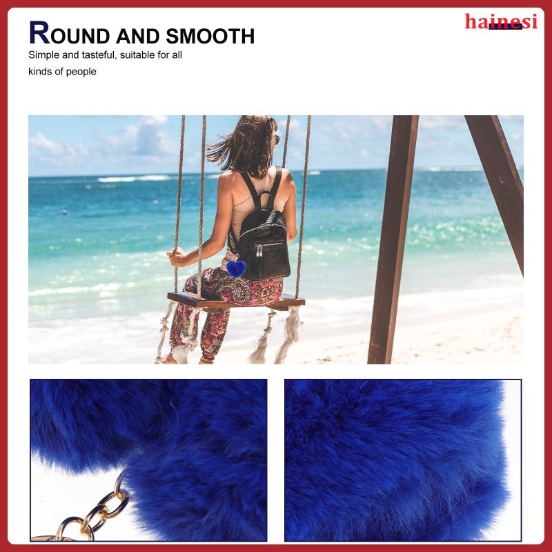 Móc Khóa Hình Trái Tim Bằng Lông Xù Trang Trí Ví / Xe Hơi