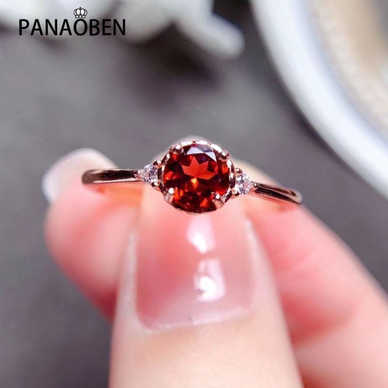 ♥ Nhẫn Hở Đính Đá Quý Màu Đỏ Lấp Lánh Phong Cách Tối Giản Mới Cho Nữ