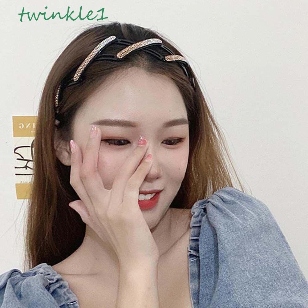 TWINKLE Băng Đô Cài Tóc Chống Trượt Đính Đá Màu Gradient Thời Trang