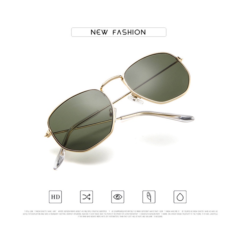 Kính Mát Gọng Đa Giác Bằng Kim Loại Phong Cách Retro Cho Nam Và Nữ RYVN