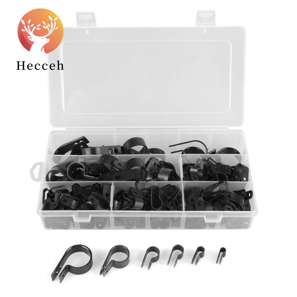 HECCEH Hộp 200 Kẹp Dây Cáp Hình Chữ R Màu Đen 5mm-25mm