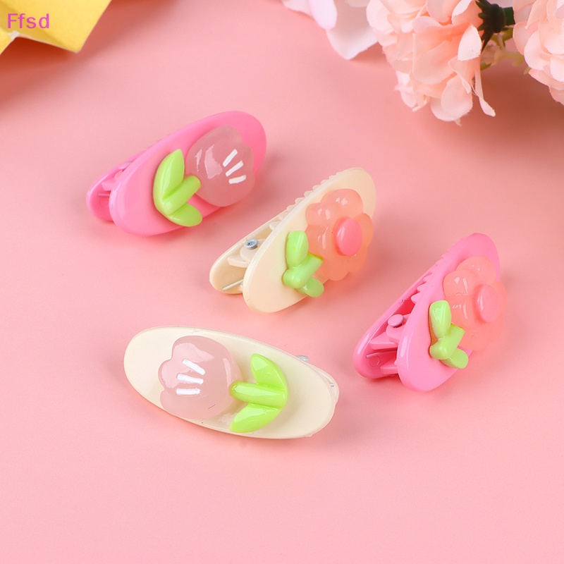 {Ffsd} Kẹp Tóc Hoạt Hình Hoa Tulip Màu Hồng / Be Thiết Thực Sáng Tạo Cho Nữ * Hàng Bán Chạy