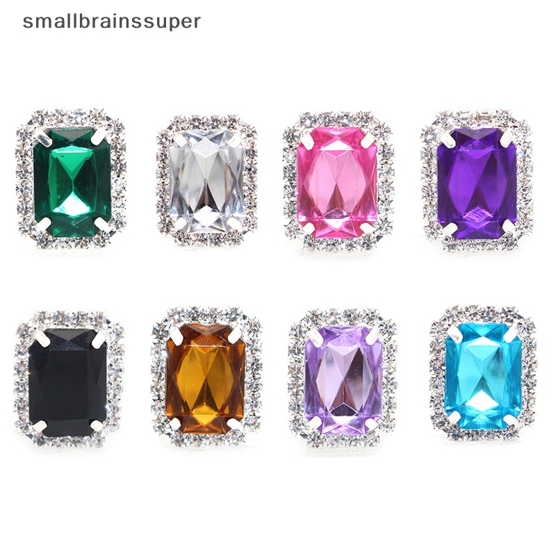 Nút Hình Chữ Nhật Bằng Acrylic Đáy Phẳng Đính Đá Kim Cương Giả Dùng May Vá DIY