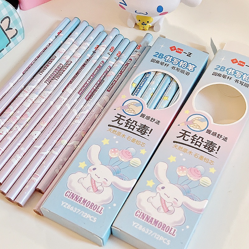 SANRIO Set 12 Bút Chì Vẽ 2B Đầu Lục Giác