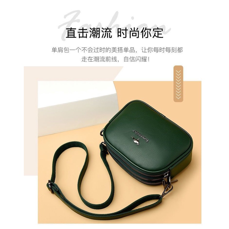 Túi Xách Da Bò Ba Lớp Hình Tròn Nhỏ Nhắn Xinh Xắn Dành Cho Nữ