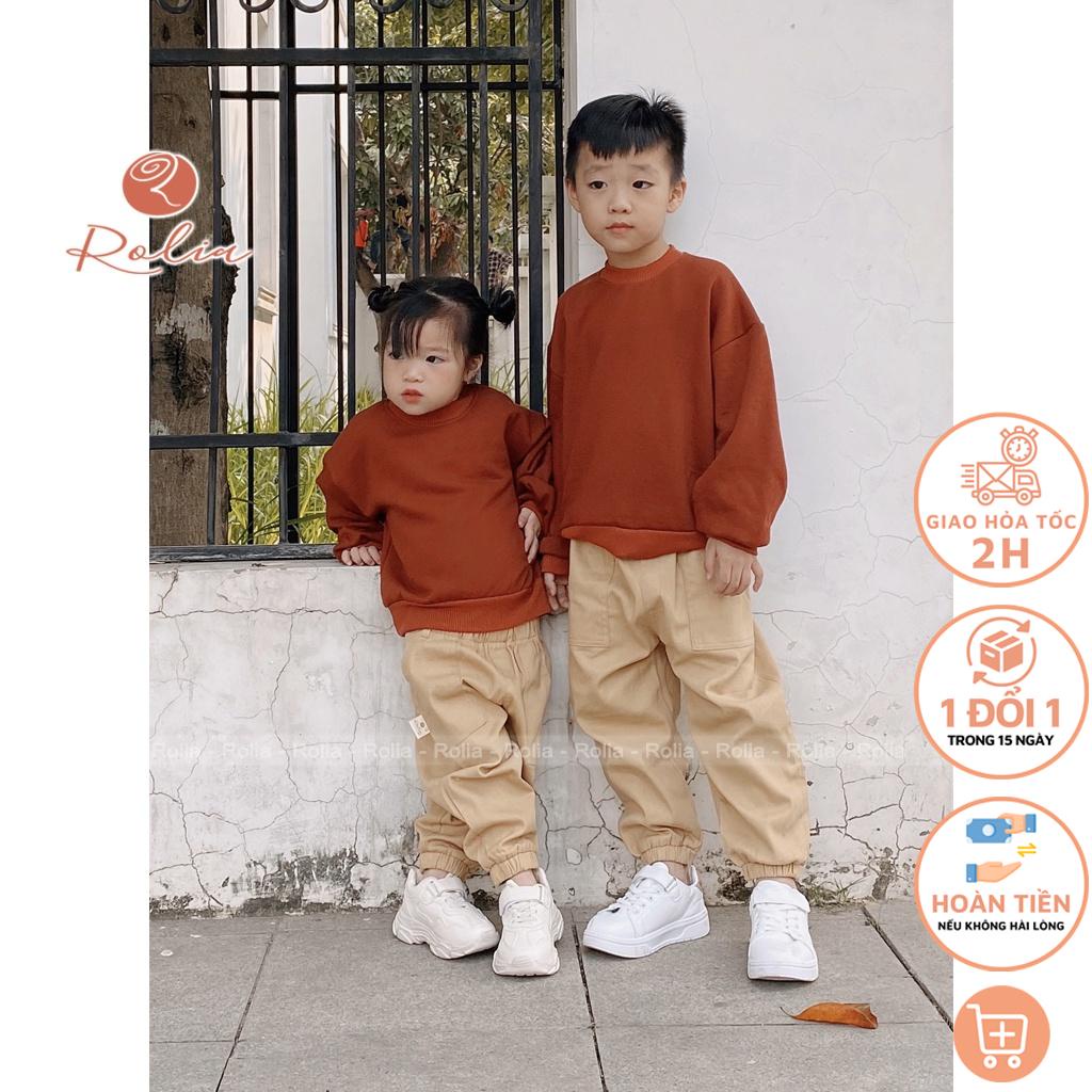 Quần kaki basic unisex ROLIA vải kaki dày dặn, chắc chắn cho bé trai và gái Q02