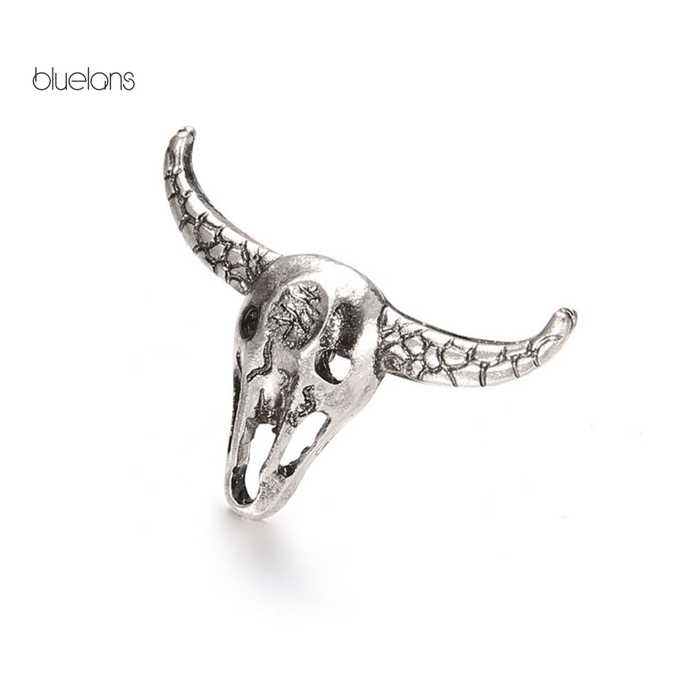 Nhẫn Hở Hình Đầu Lâu Bò Phong Cách Vintage Đơn Giản Cho Nam Và Nữ