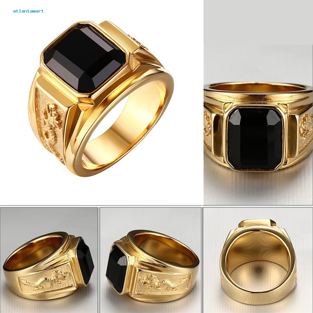 Túi Đựng Đồ Dùng Cao Cấp Tiện Dụng| Nhẫn Đồng Mặt Vuông Chạm Khắc Hình Rồng Phong Cách Cổ Điển Cho Nam