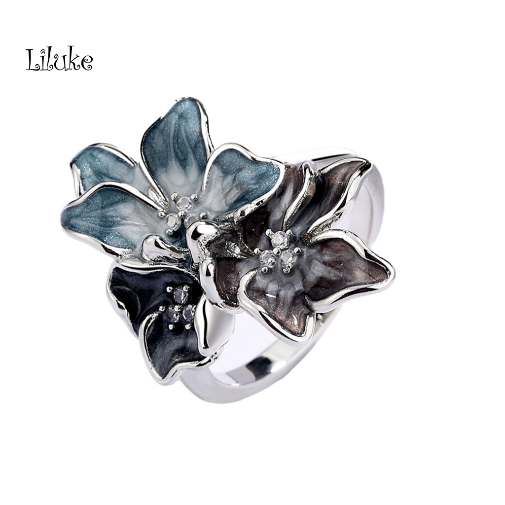 Nhẫn Hợp Kim Trang Trí Hoa Nở Phong Cách Trung Hoa Cổ Điển Cho Nữ