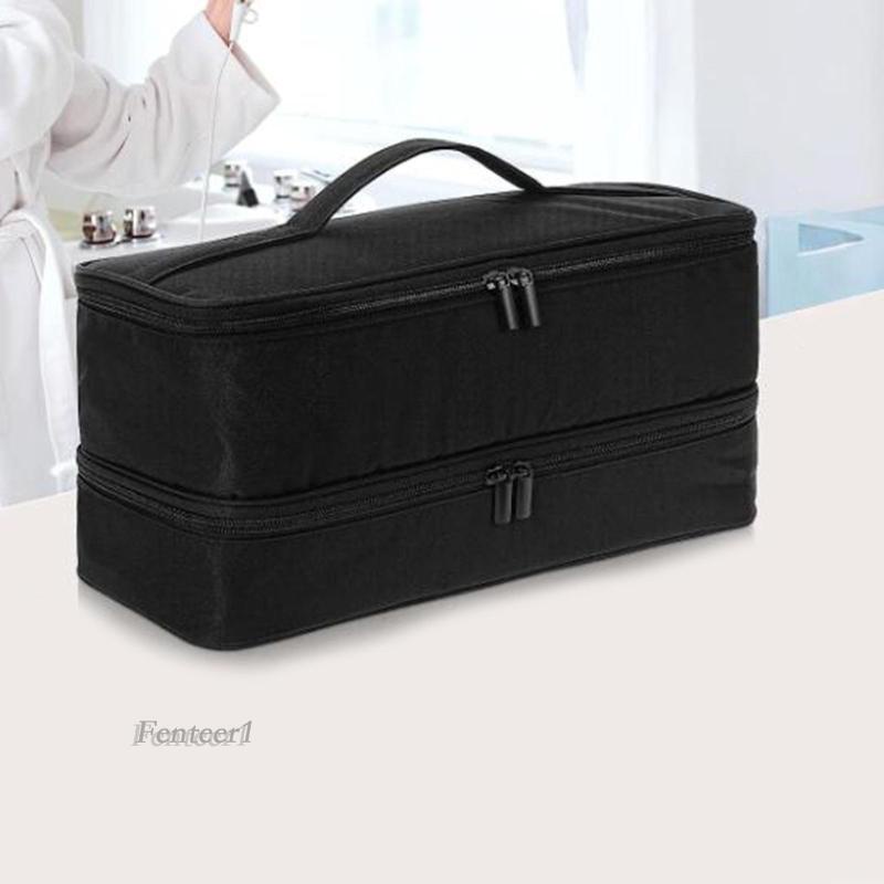 Túi Đựng Lược Sấy Tóc Hai Lớp Sức Chứa Lớn Màu Đen Có Tay Cầm Tiện Lợi Cho Đi Du Lịch