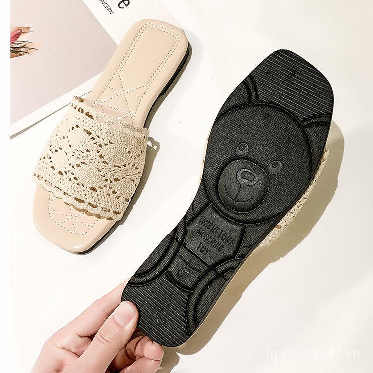 Giày Sandal Bằng Cao Su PU Đế Phẳng Phong Cách Mới 2023