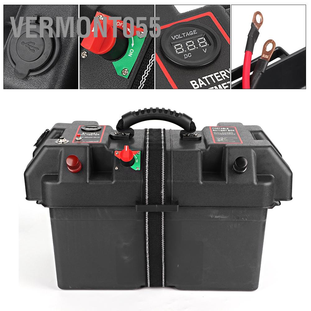 Vermont055 Trạm trung tâm điện động cơ Minnkota Trolling bằng nhựa Hộp pin Cổng sạc USB 12V