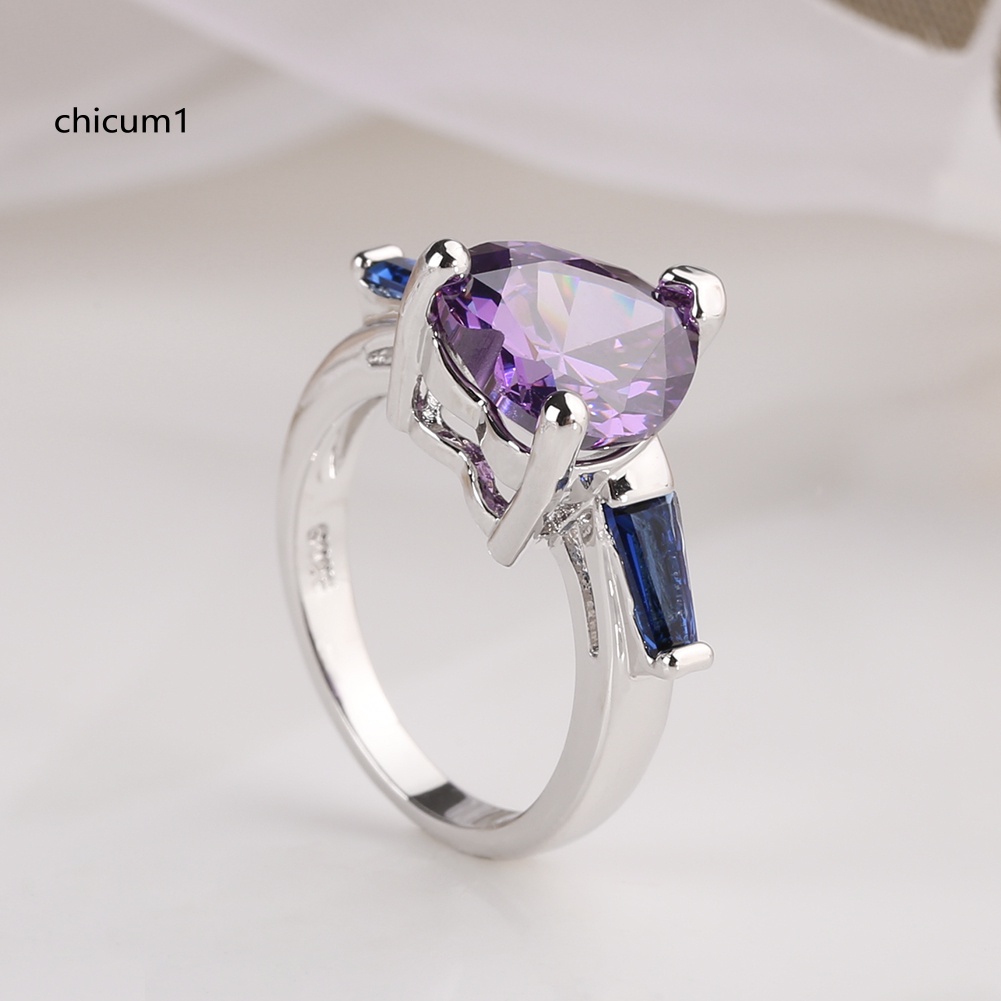 Nhẫn Đính Hôn Đính Đá Quý Nhân Tạo Hình Trái Tim Thời Trang Dành Cho Nữ