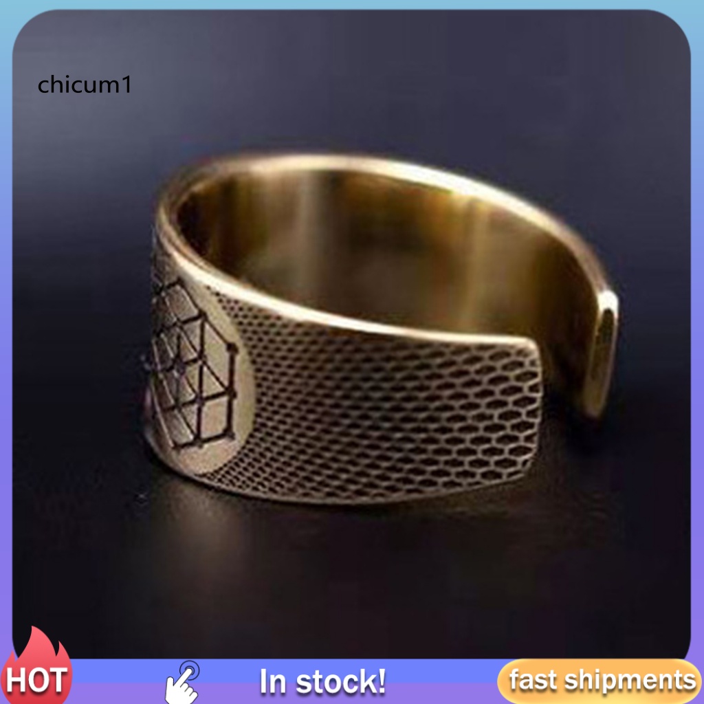 Nhẫn Hở Hợp Kim Họa Tiết Lập Phương Cổ Điển Có Thể Điều Chỉnh Phong Cách Punk