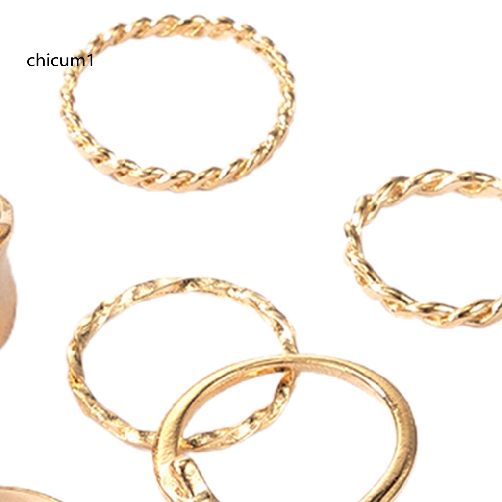 Set 8 Nhẫn Hợp Kim Kiểu Dáng Đơn Giản Thời Trang