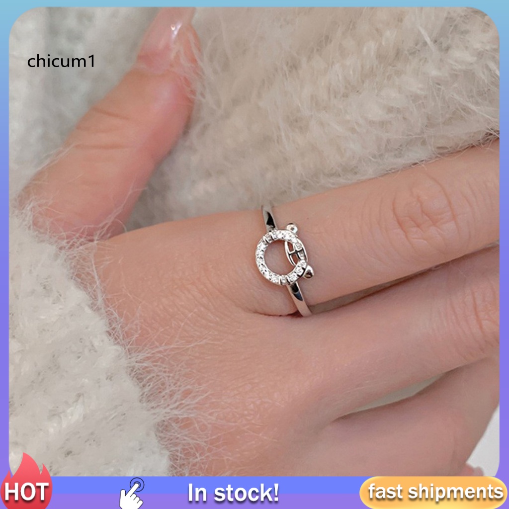 Nhẫn Hở Mạ Bạc Đính Đá Lấp Lánh Chống Mài Mòn Thời Trang Cho Nữ