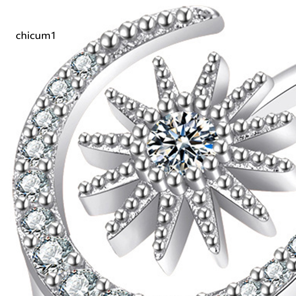 Nhẫn Hở Hình Mặt Trăng Ngôi Sao Đính Đá Thời Trang Cho Nữ