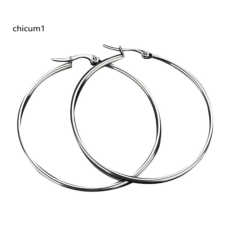 Khuyên Tai Tròn Lớn Bằng Thép Không Gỉ Độc Đáo Cho Nữ