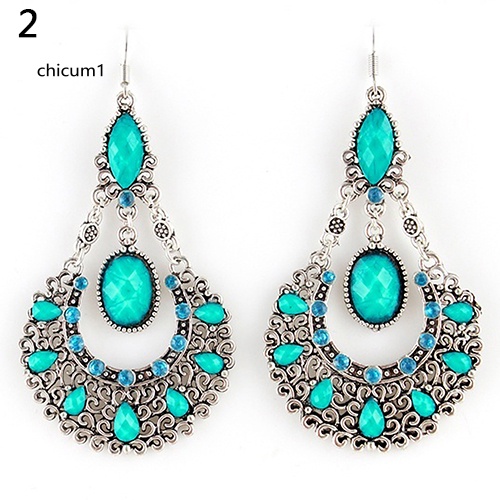 Khuyên Tai Đính Đá Hình Giọt Nước Thời Trang