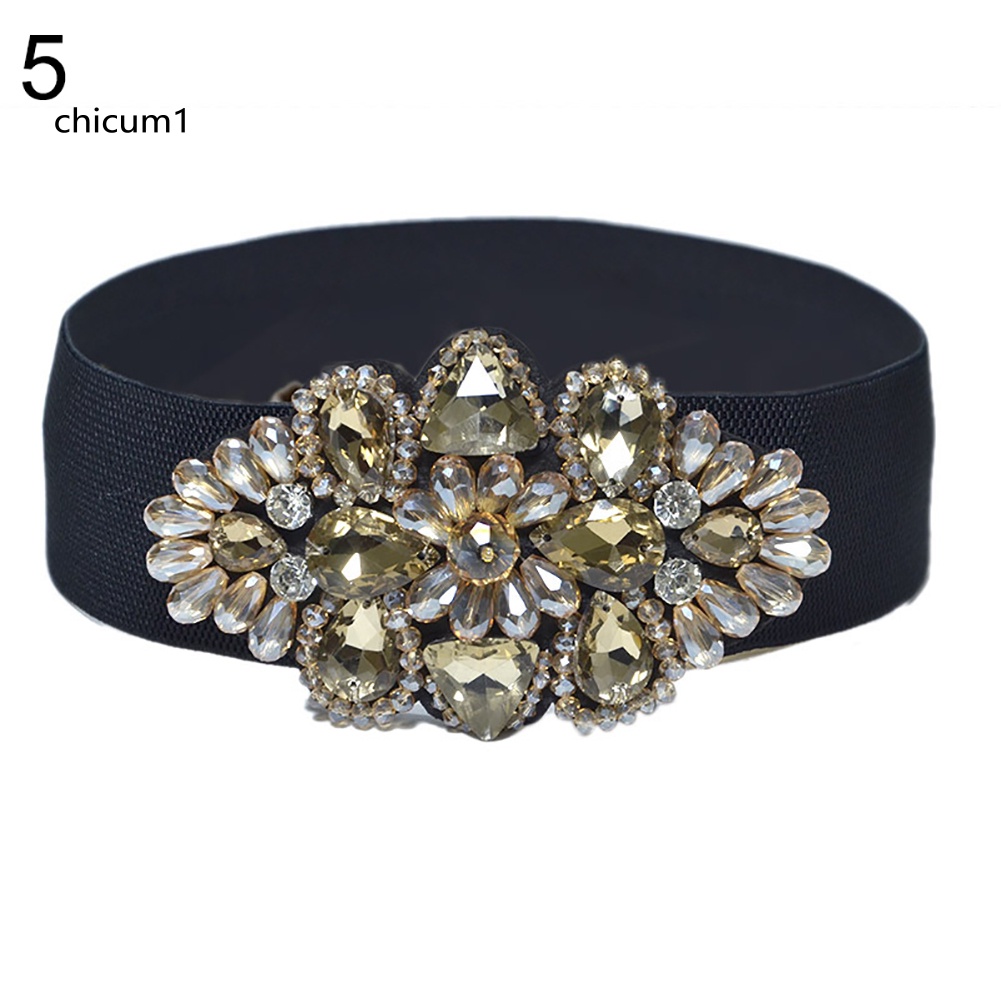 Thắt Lưng Nữ Co Giãn Mặt Hoa Đính Đá Nhiều Màu Sắc