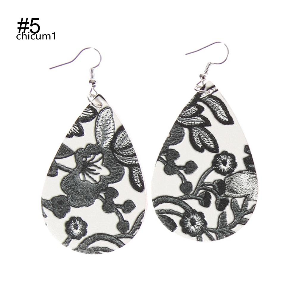 Bông Tai Kiểu Móc Hình Giọt Nước Bằng Da Giả Cho Nữ