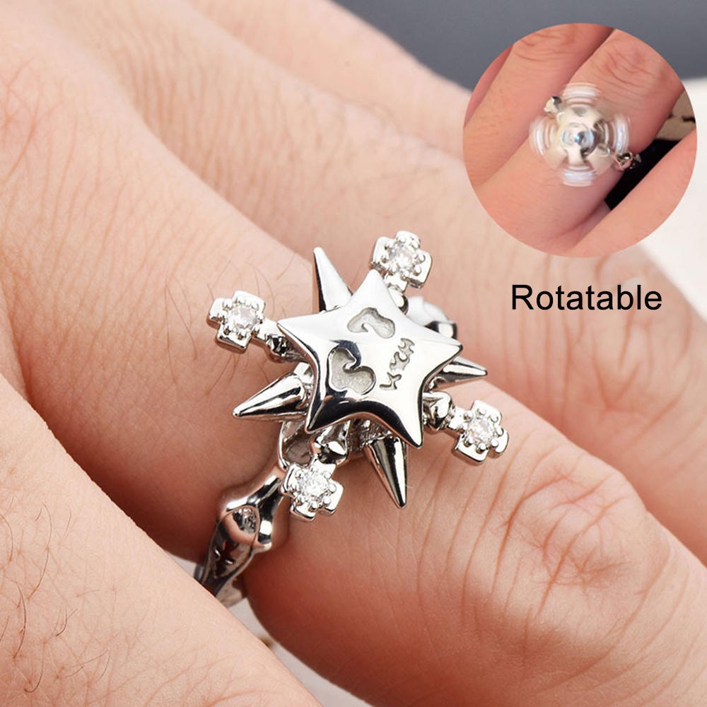 Nhẫn Hở Y2k Hình Ngôi Sao Năm Cánh Phát Sáng Trong Bóng Tối Phong Cách Punk Cổ Điển