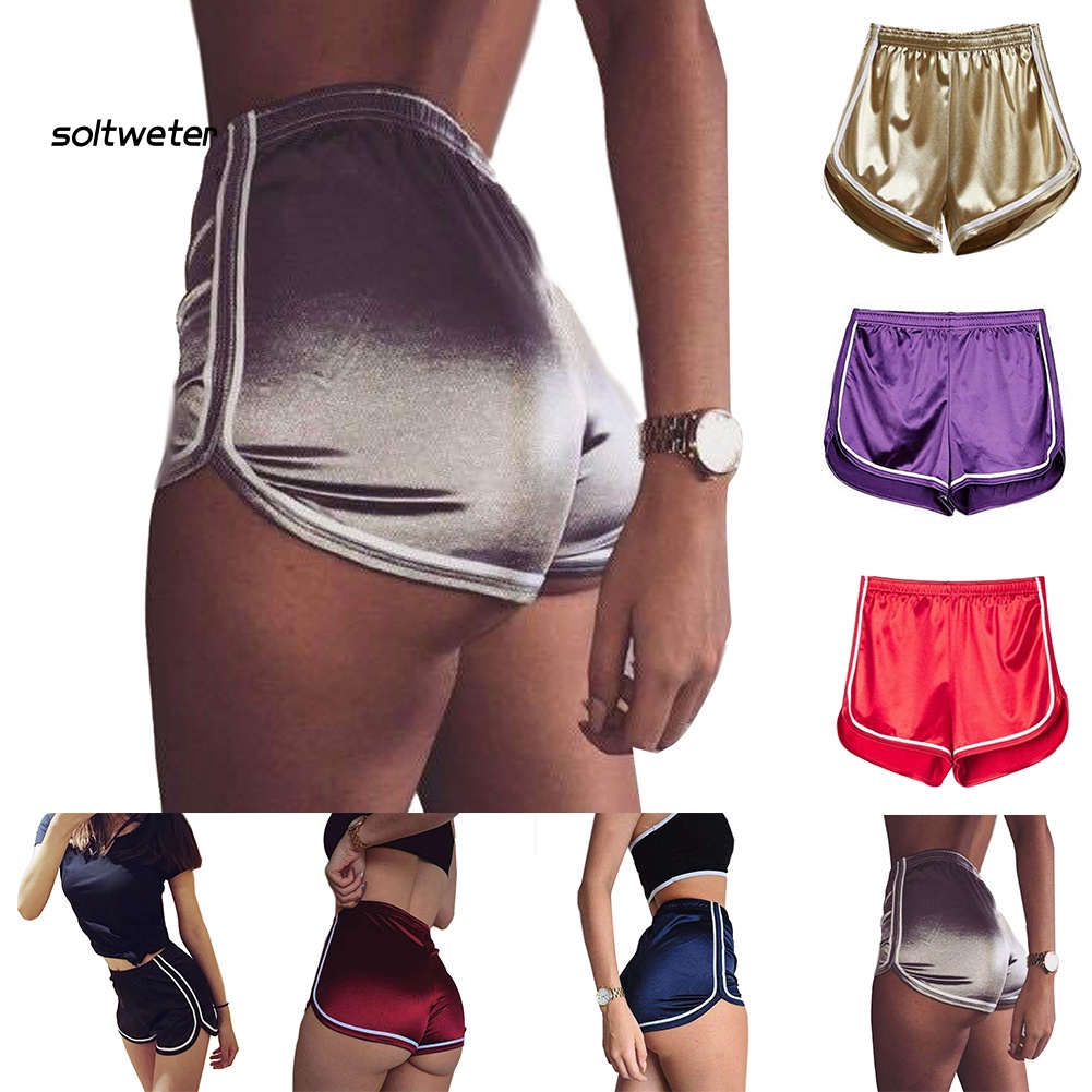 Quần Sooc Lưng Cao Co Giãn Họa Tiết Kẻ Sọc Thời Trang Mùa Hè Quyến Rũ Cho Nữ