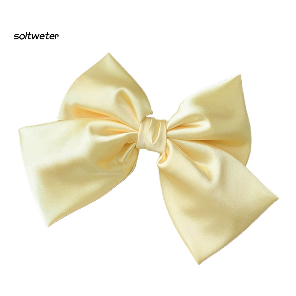 Kẹp Tóc Đính Nơ Bằng Vải Satin Cỡ Lớn Thời Trang Cho Nữ