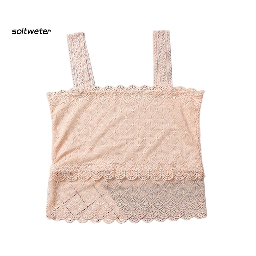Áo Lót Ren Không Tay Có Mút Đệm Ngực Màu Sắc Đơn Giản Thoải Mái Dành Cho Nữ