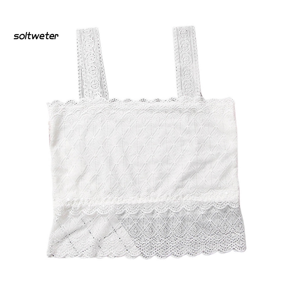 Áo Lót Ren Không Tay Có Mút Đệm Ngực Màu Sắc Đơn Giản Thoải Mái Dành Cho Nữ