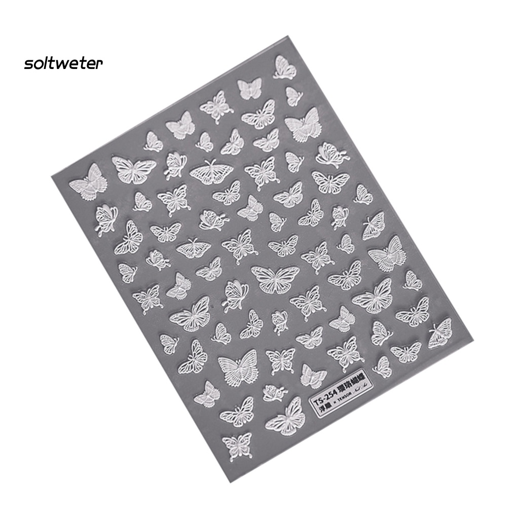 Miếng Dán Họa Tiết Hoa Hồng Dập Nổi 5D Nhiều Hình Dạng Không Phai Màu Trang Trí Móng Tay