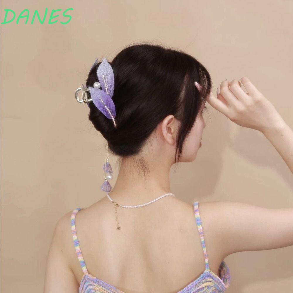 DANES Kẹp Tóc Kim Loại Hình Lá Tua Rua Thanh Lịch Sáng Tạo Phong Cách Hàn Quốc