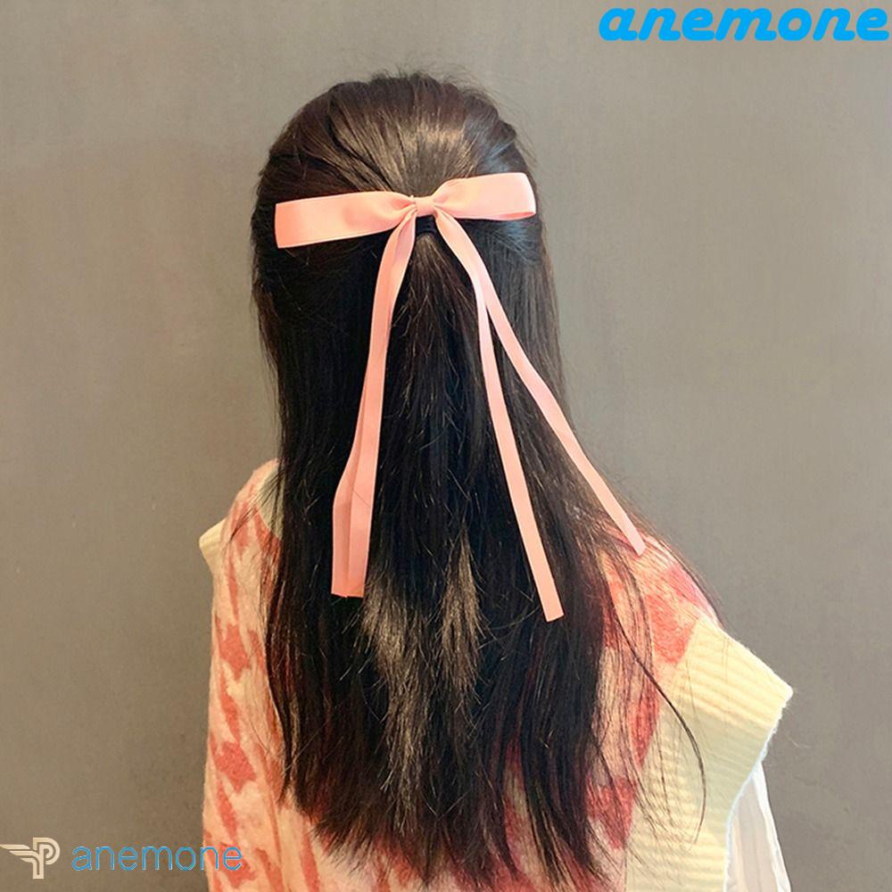 ANEMONE Kẹp Tóc Nơ Dài Phối Tua Rua Kiểu Hàn Quốc Dễ Thương Cho Bé Gái