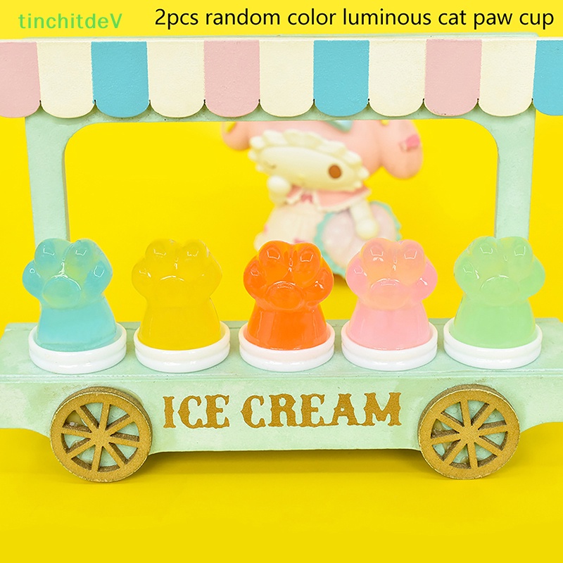 [TinchitdeV] Bộ 2 Cốc Trang Trí Đồ trang trí Móng Vuốt Mèo Dạ Quang Màu Kẹo Dễ Thương [Mới]
