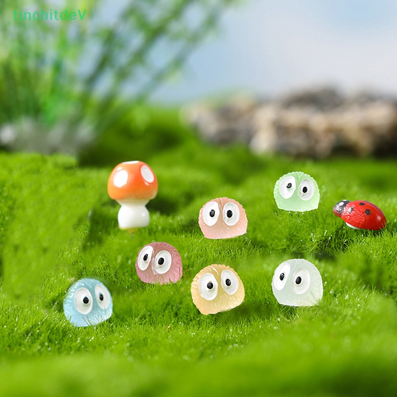 Bộ 5 Búp Bê Hoạt Hình Mini Màu Đen Phát Sáng Dùng Trang Trí Tiểu Cảnh