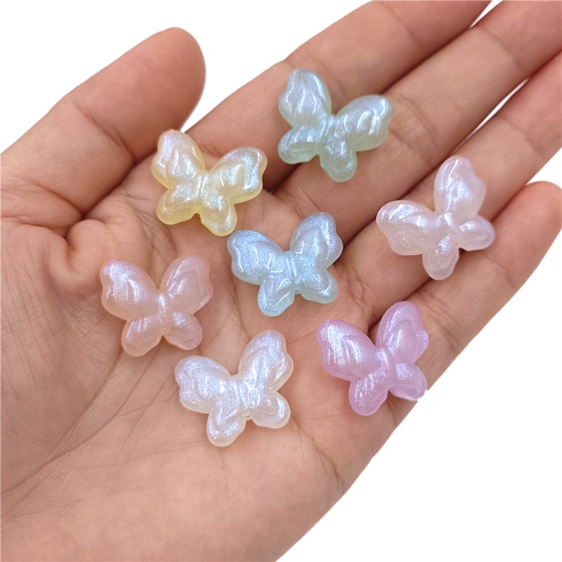 Set 10 Hạt Acrylic Hình Bướm Dạ Quang Thời Trang Dùng Làm Trang Sức DIY