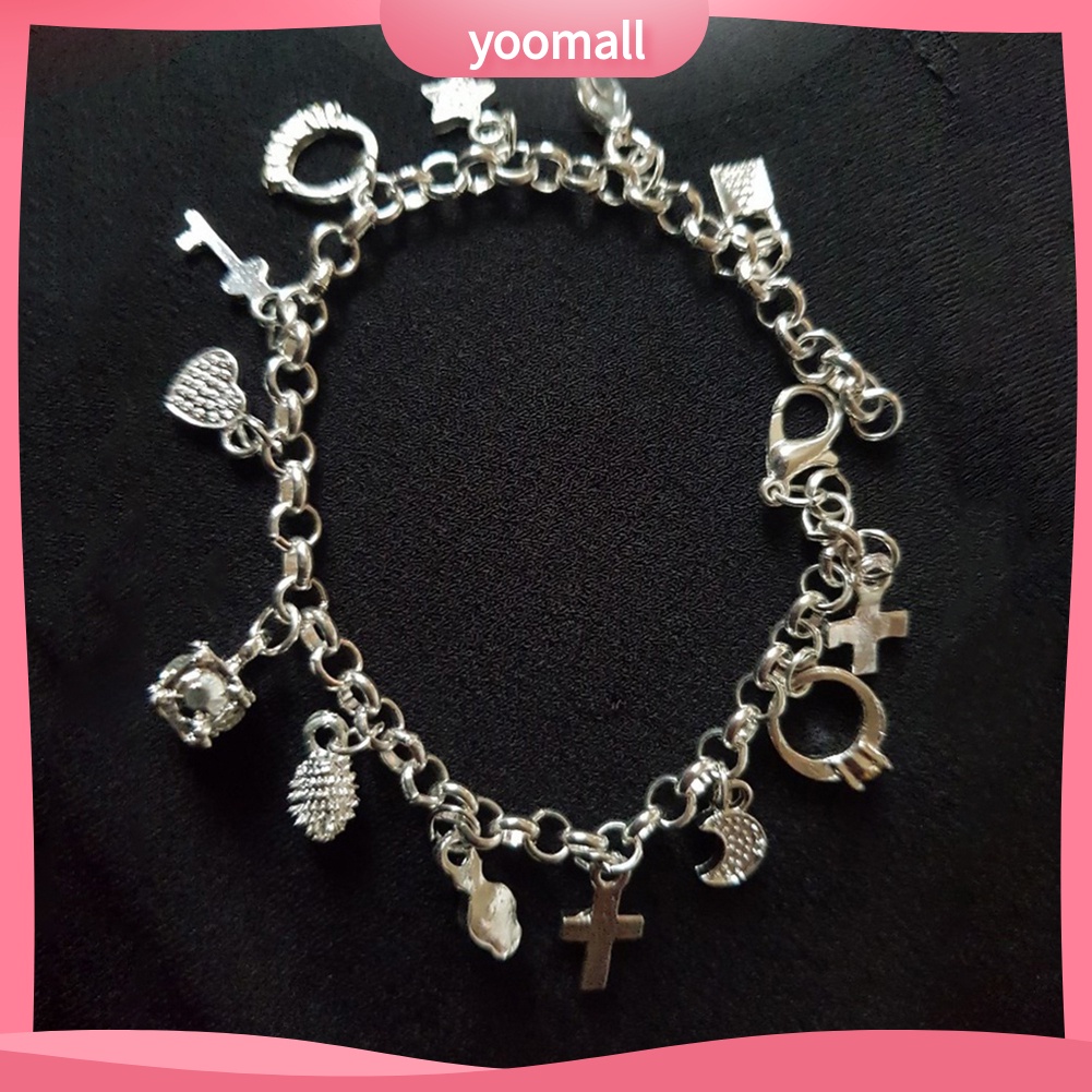 Vòng Tay Mạ Bạc Mặt Thánh Giá / Mặt Trăng / Ngôi Sao 13 Kiểu Thời Trang Cho Nữ