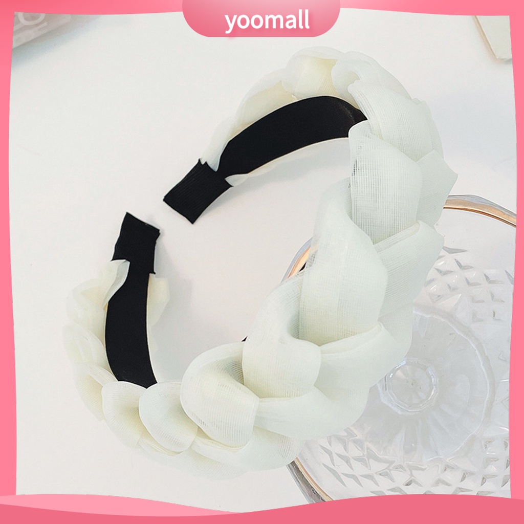 Băng Đô Rửa Mặt Sợi Lưới Bản Rộng Chống Trượt Họa Tiết Xoắn Cho Nữ