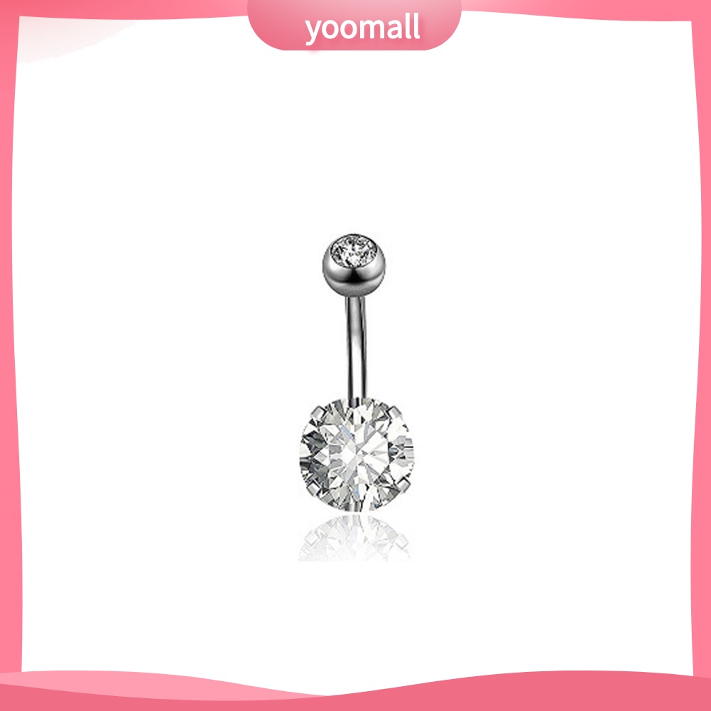 Set 5 Khuyên Rốn Tròn Họa Tiết Hoa Đính Đá Thời Trang